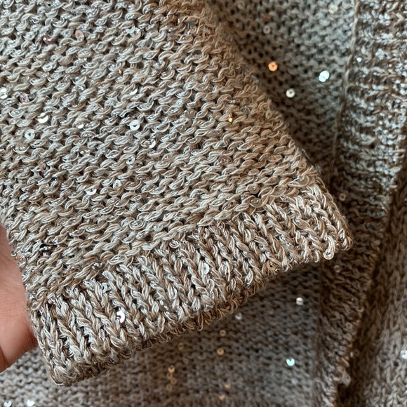 Woolworths Women’s knit sequins cropped Open Front Cardigan Small beige - Picture 5 of 6